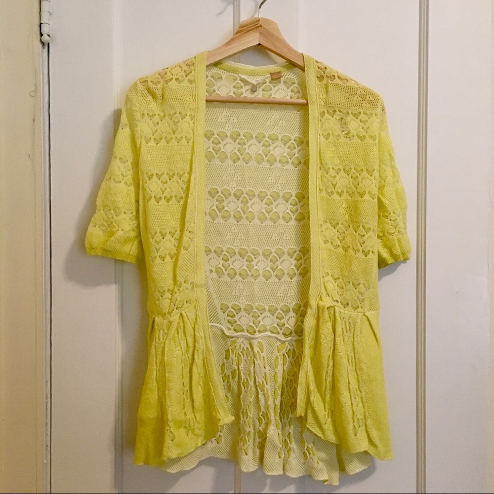 Anthropologie Peplum Lace-y Cardigan
